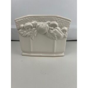 Vintage Himark Harvest Weave Ceramic Napkin‎ Holder White